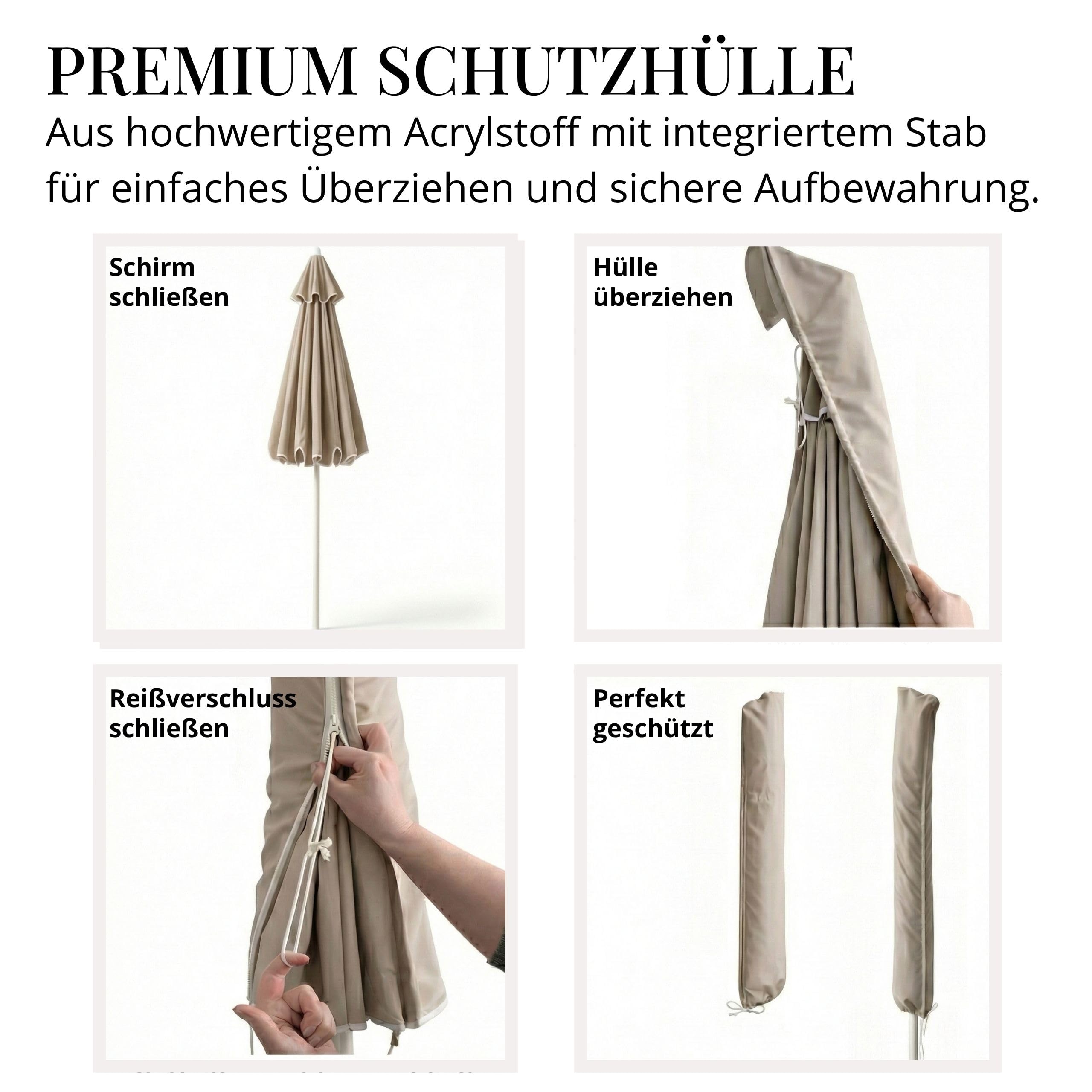 Livlig53 LIVLIG Sonnenschirm 200 cm, Sonnenschirm Balkon und Garten - knickbar mit Schutzhülle, Balkon Sonnenschutz, Gartenschirm oder Balkonschirm mit UV-Schutz, Schirm
