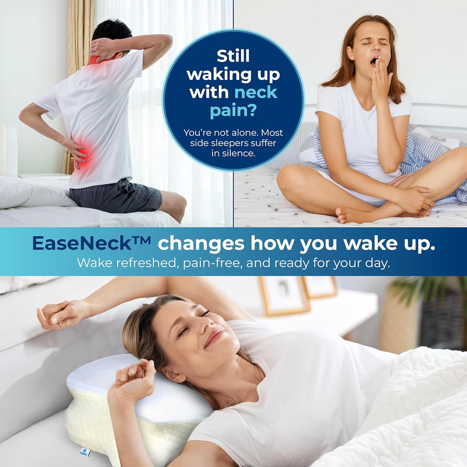 Cervical Neck Pillow for Sleeping, Ergonomic Contour Soft Non Collapsing Memory Foam for Neck and Shoulder Pain Relief, Adjustable Support for Side Back Stomach Sleepers, Cooling Pillowcase