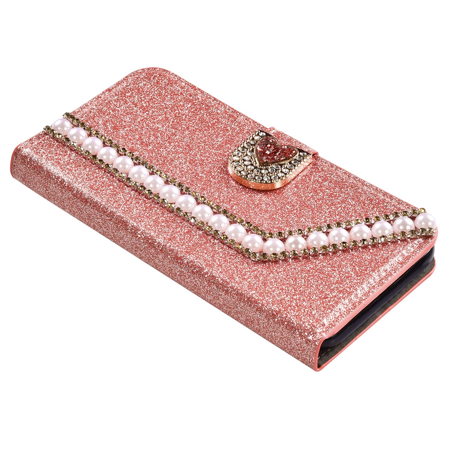 Uposao IPhone XR Flip Hülle Mit Strass-Diamanten – Leder Brieftaschen-Case Mit Magnetverschluss Und Kartenfach