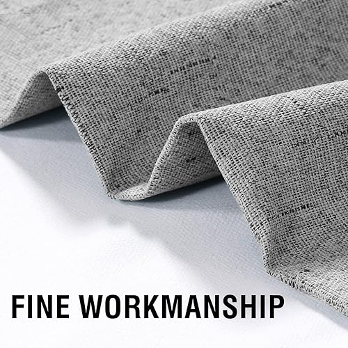 Miniatura 5 de H.VERSAILTEX Cortinas 100% opacas con aspecto de lino de 45 pulgadas de largo para dormitorio, bloqueo de luz completa, bolsillo para barra,