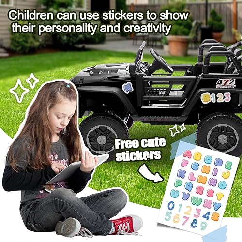 Miniatura 8 de Camión de coche de 2 plazas para niños de 24 V con asiento extra ancho de 20 pulgadas, vehículo eléctrico para niños conmutable 4WD2WD con control