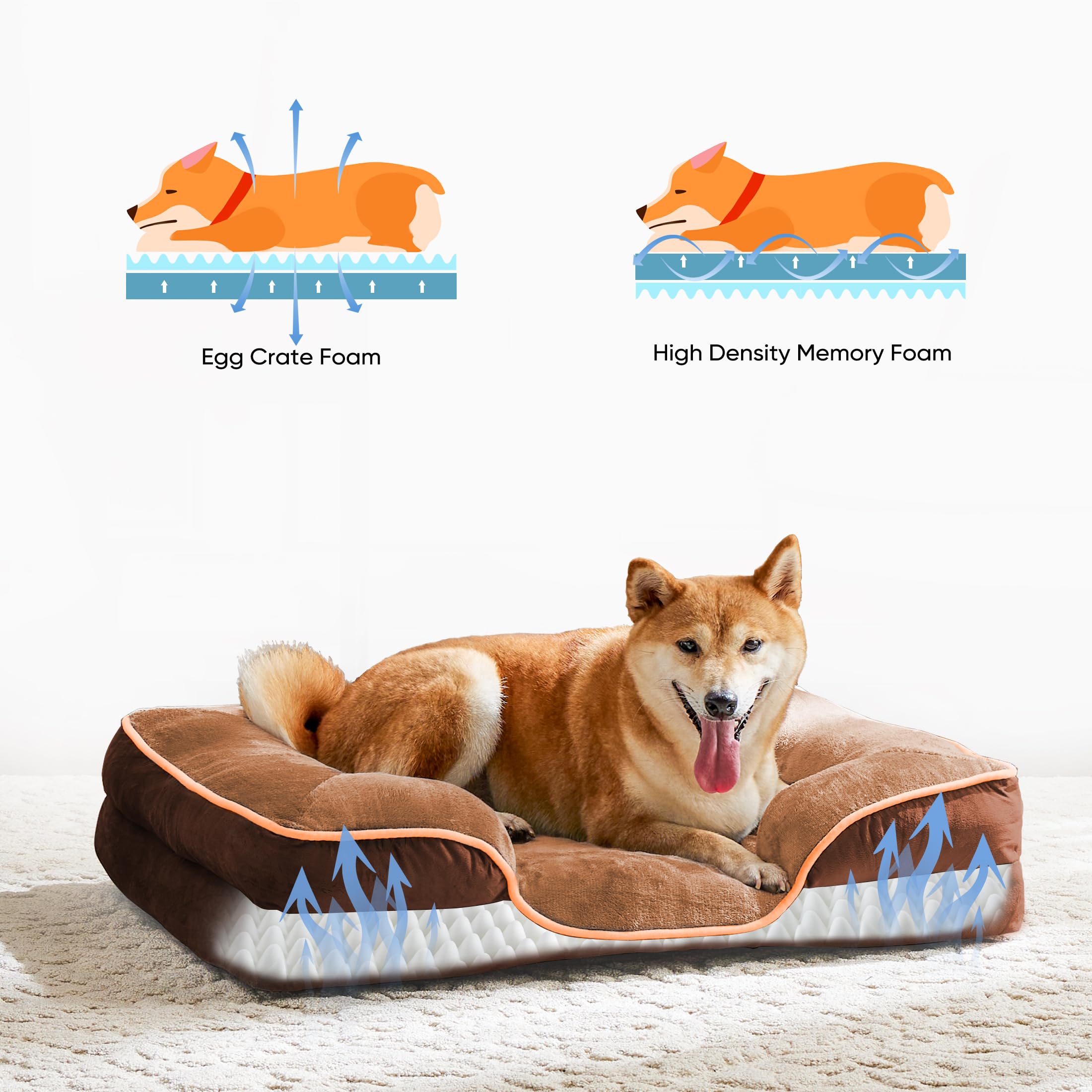 NEWBULIG 42x32 Inch Orthopedic Dog Bed Large Sized, Dog Couch/Sofa Bed with Washable Cover, Waterproof, Memory Foam, Soft Fluffy Surface - image 6
