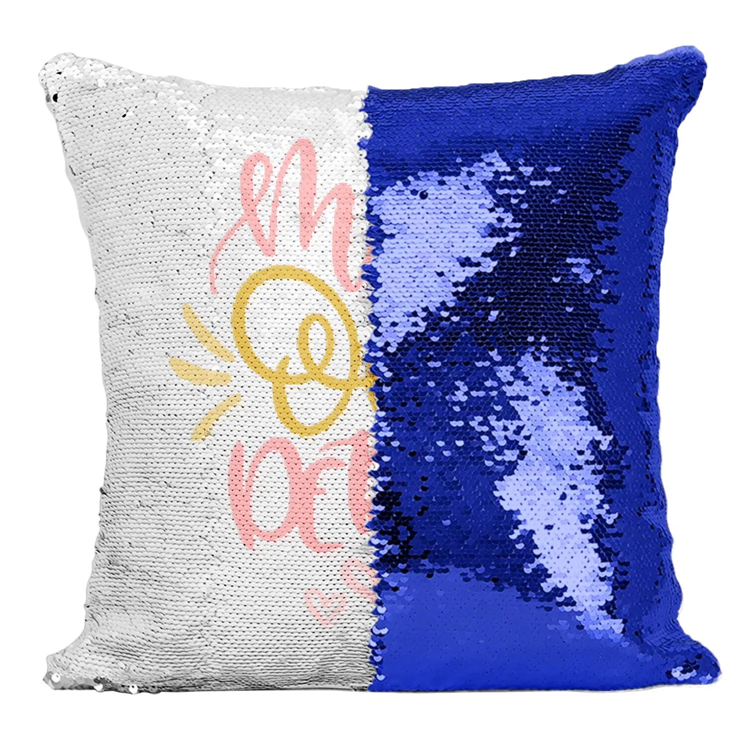 Coussin paillettes bleu Ms One Derful pour illuminer le salon de maman
