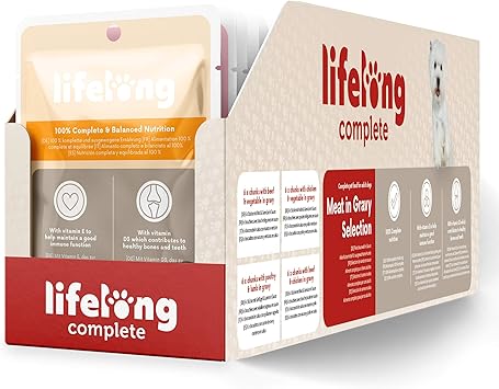 Amazon Marke Lifelong Alleinfuttermittel Fur Ausgewachsene Hunde Fleischauswahl In Sauce 2 4 Kg 24 Beutel X 100g Amazon De Haustier