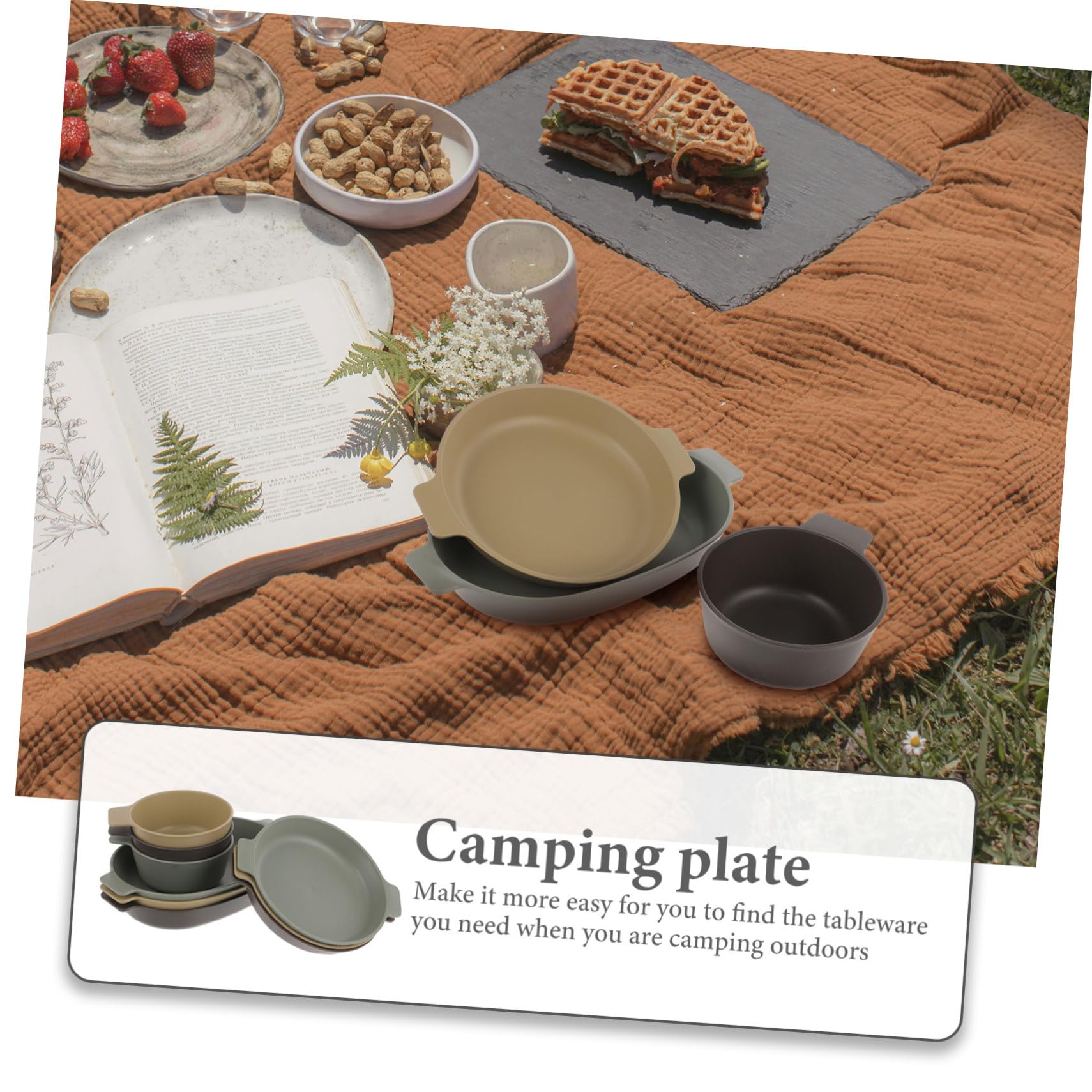 Toyvian Vajilla De Plástico Kit De Platos y Cubiertos Vajilla Irrompible para Camping y Picnic
