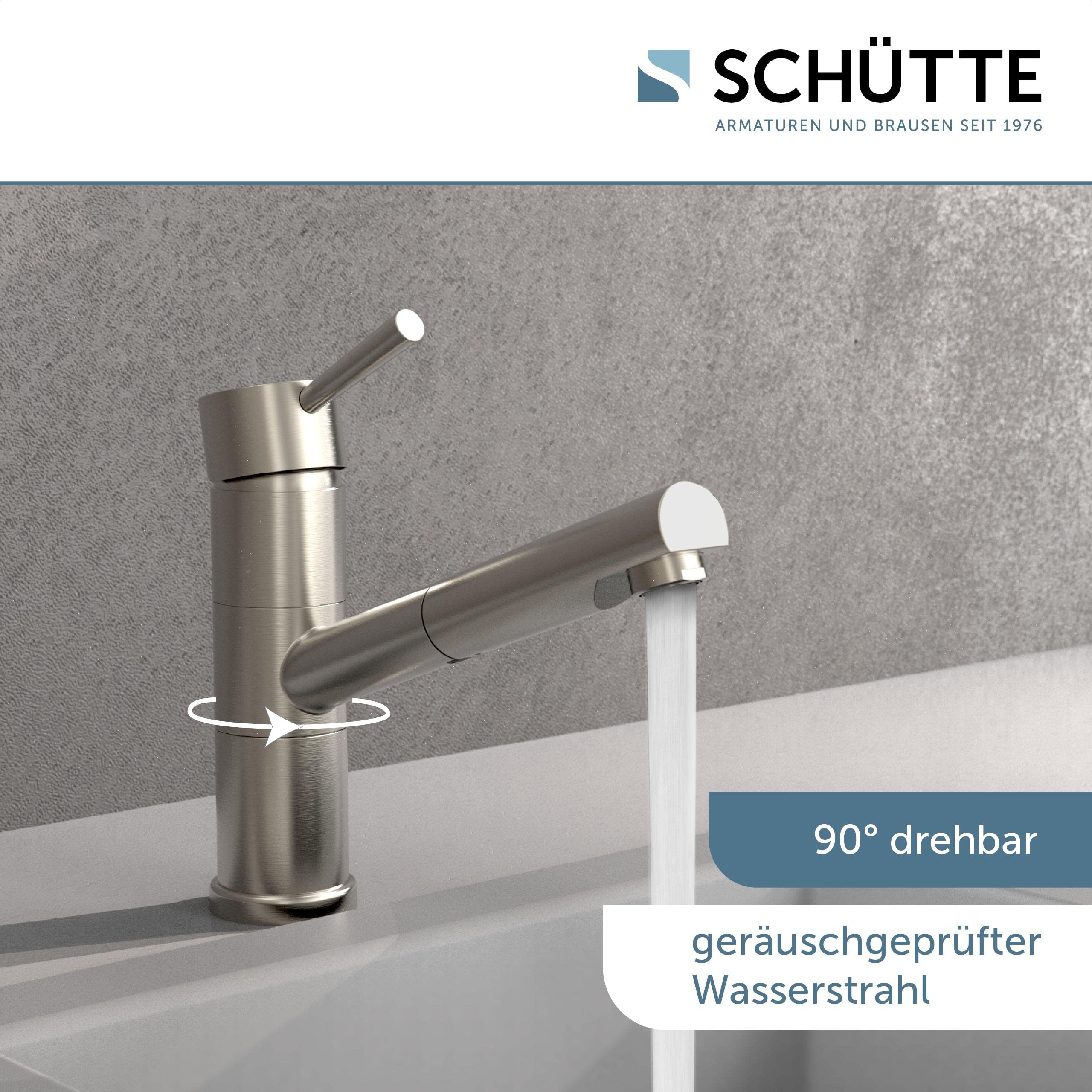 SCHÜTTE UNICORN Küchenarmatur mit ausziehbarer Geschirrbrause, Mischbatterie mit Einhebelmischer, Spültischarmatur Edelstahloptik, Edelstahl