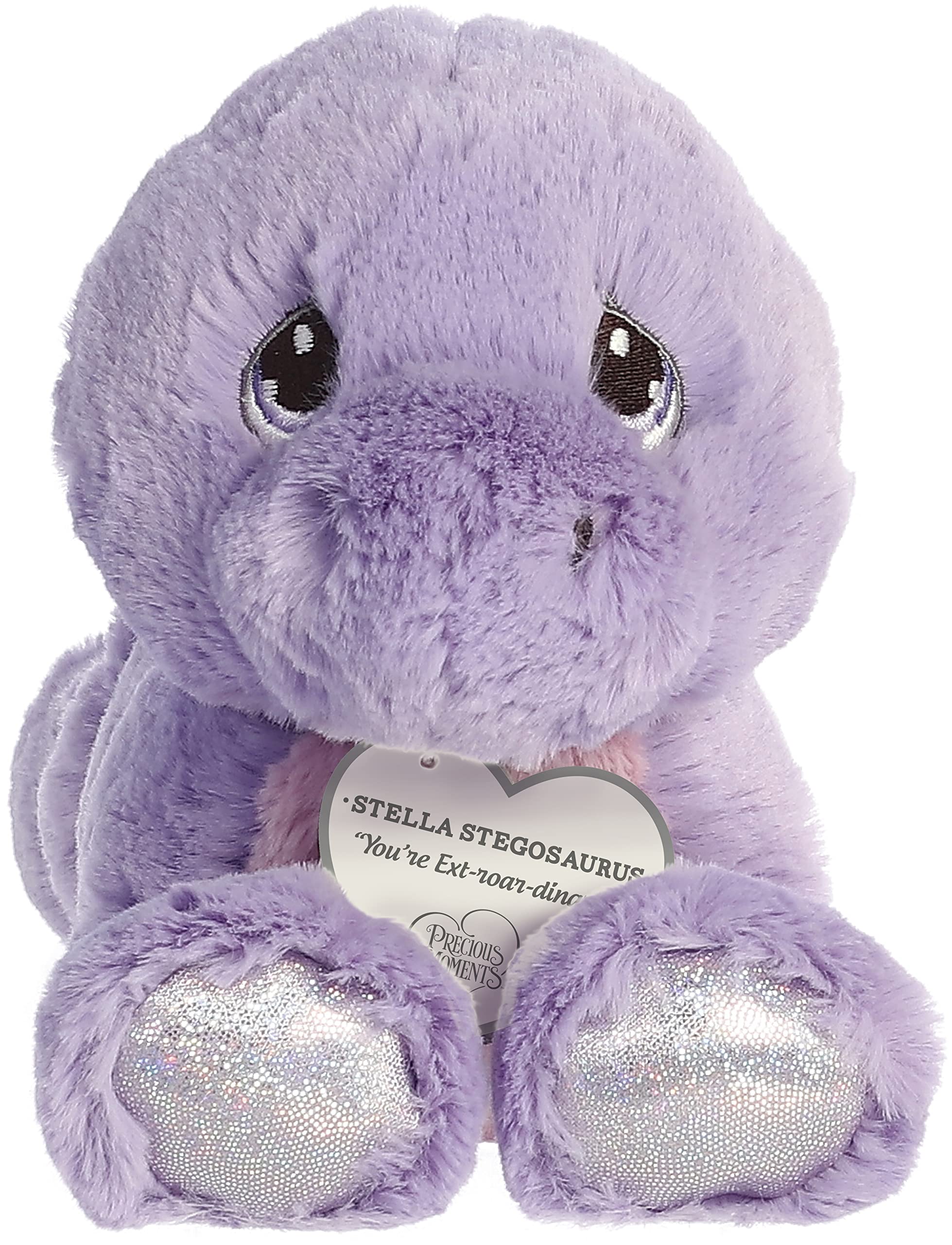 Aurora Inspirational Precious Moments Stella Stegosaurus Stuffed Animal - Cherished Memories - Enduring Comfort - Purple 8.5 Inches