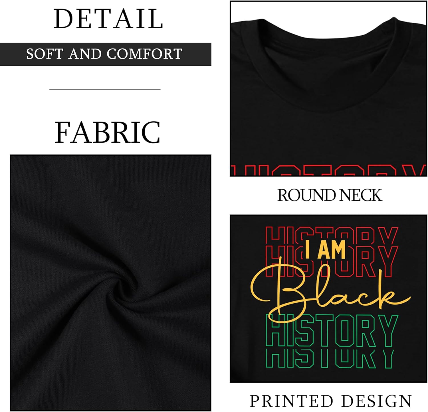 Black History T Shirts for Women Black History Month Tees Juneteenth Tshirt Funny Quote Printed Tee Tops - Image 6