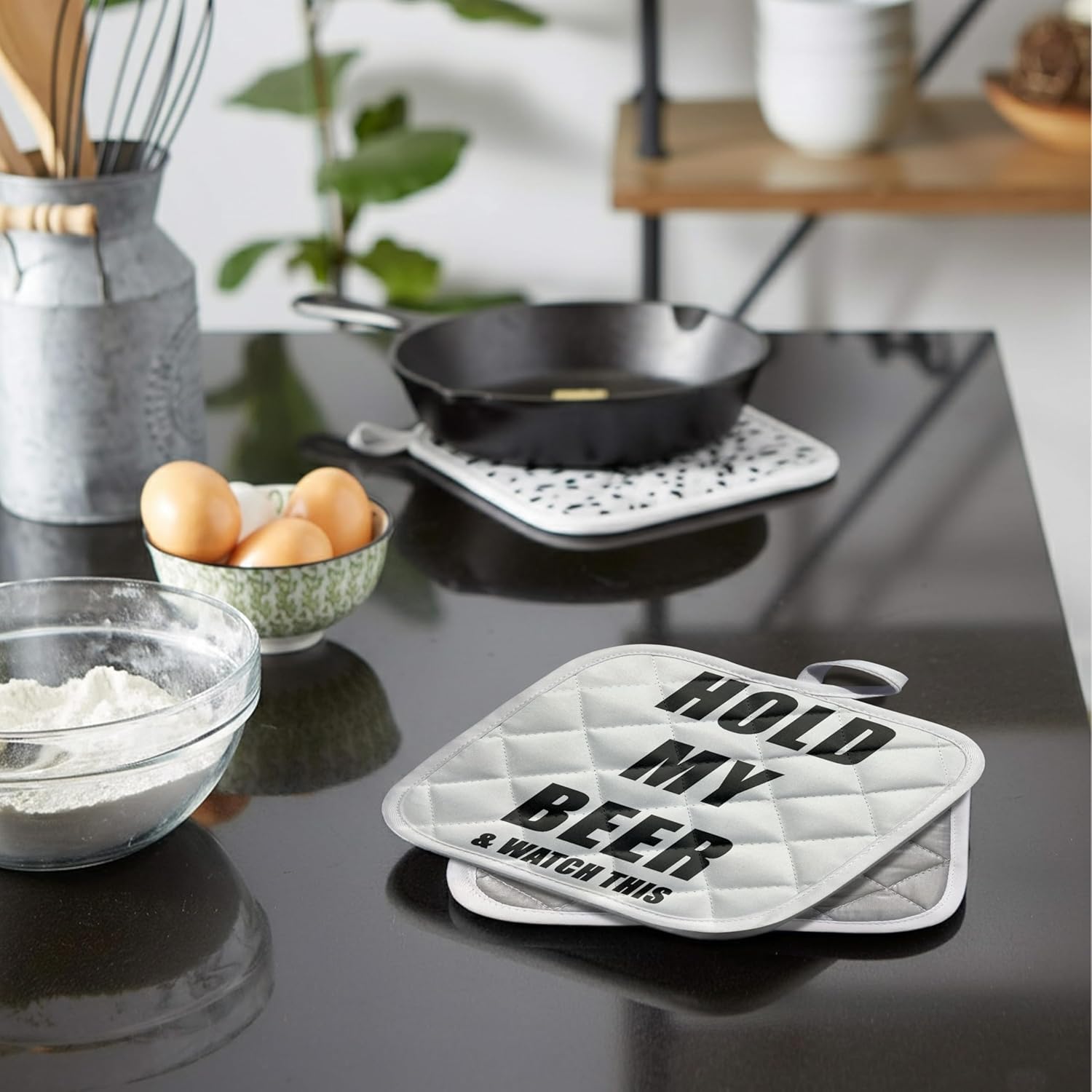 3D Rose Hold My Beer and Watch This Pot Holder, 8 x 8