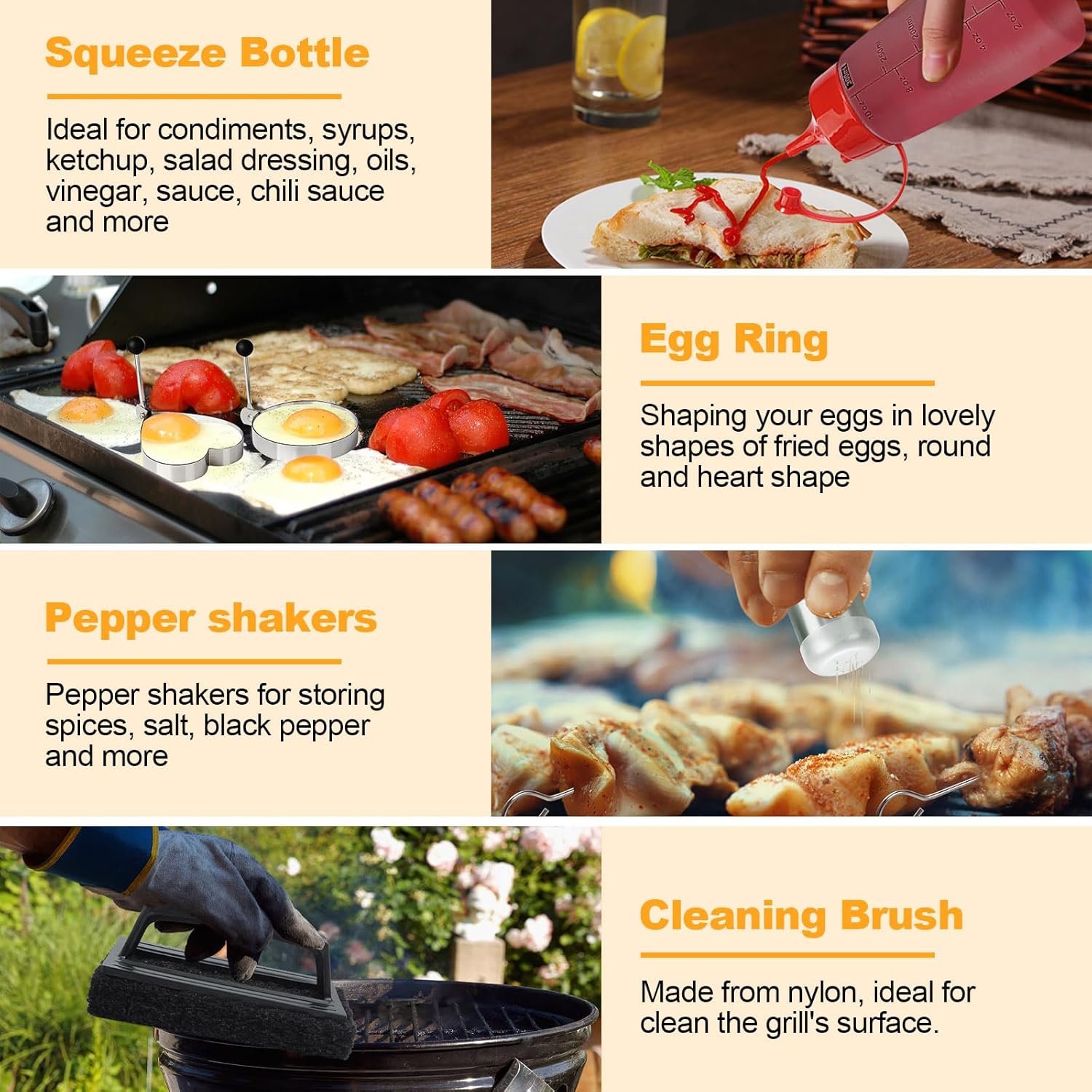 Terlulu Griddle Accessories Kit, 28 PCS Flat Top Grill Accessories for Blackstone and Camp Chef, Metal Spatula Set with Burger Press, Melting Dome, Tongs, Scraper, Carry Bag for Outdoor Grilling BBQ