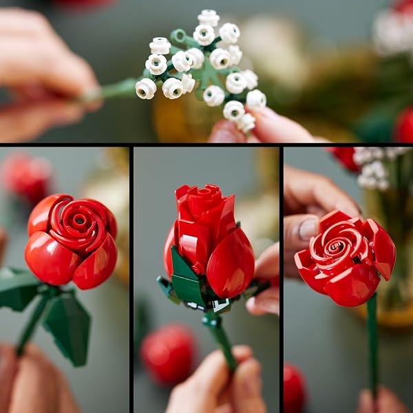 LEGO Botanicals Ramo de Rosas Rojas - Flores Artificiales para Decoración del Hogar - Regalo para Mujeres por el Día de la Madre - Maquetas para Construir para Adultos 10328 - 5