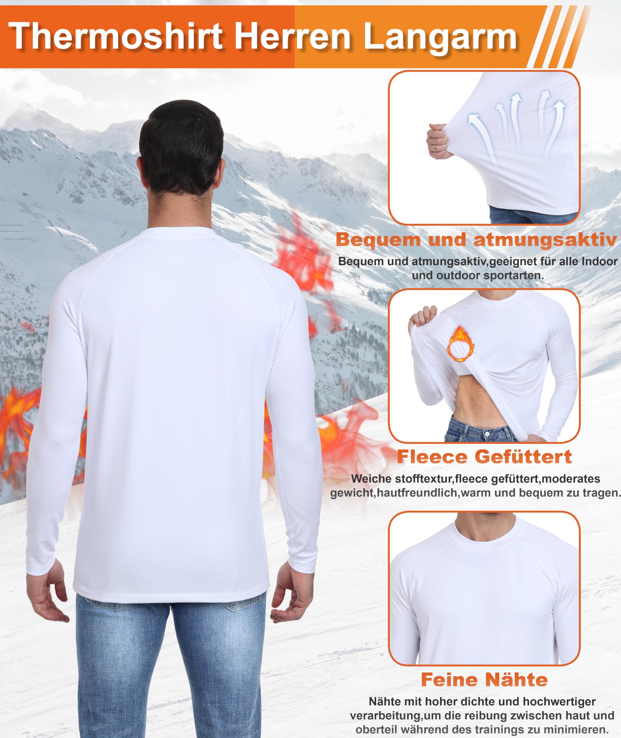 Hauts Thermiques Homme Compression Manches Longues Respirant sous Vetement Hiver Homme Polaire Tee Shirt Thermolactyl Sport Gym Ski Vêtement Chaud