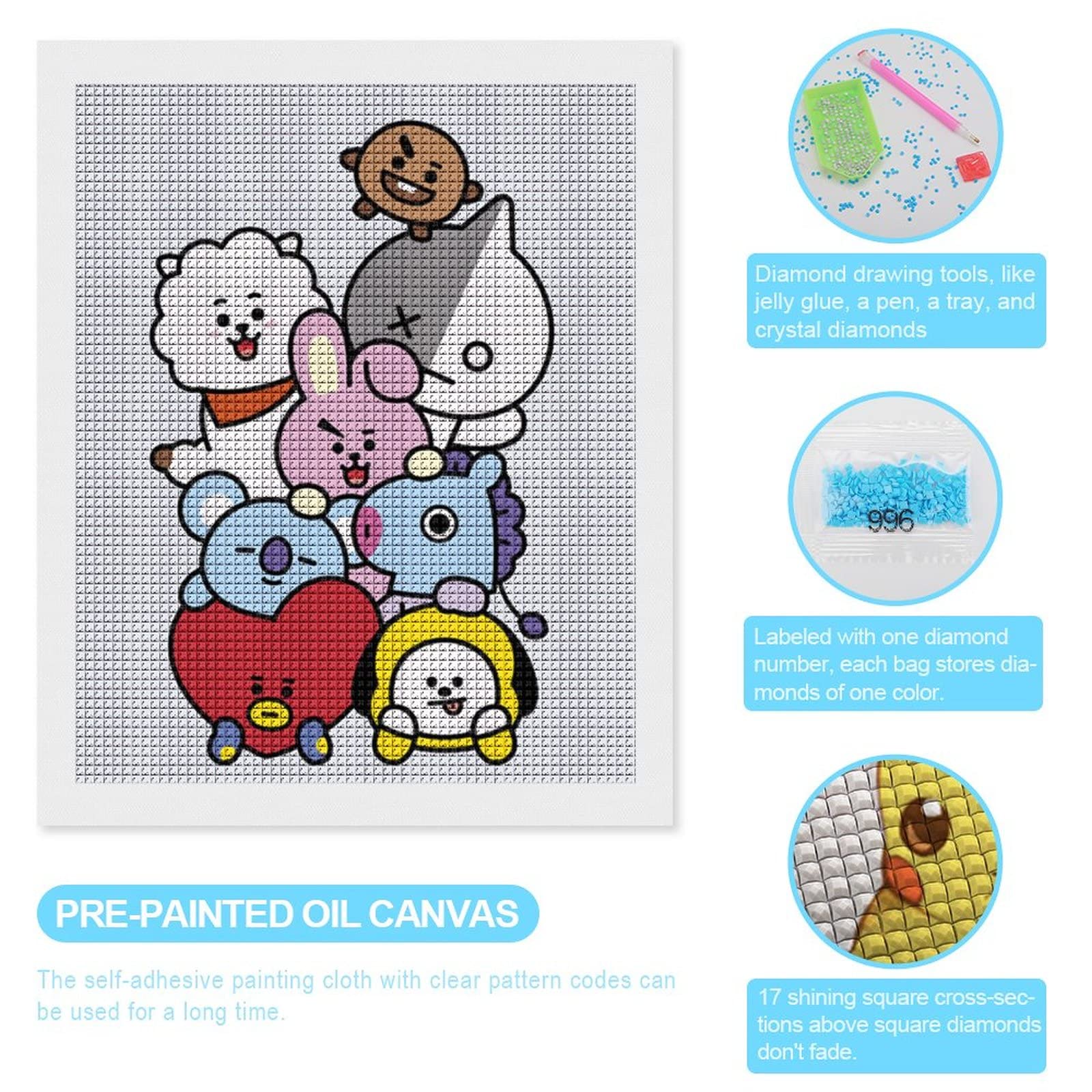 Amazon | ダイヤモンドアート絵画 B-T-S防弾少年団 刺繍塗装