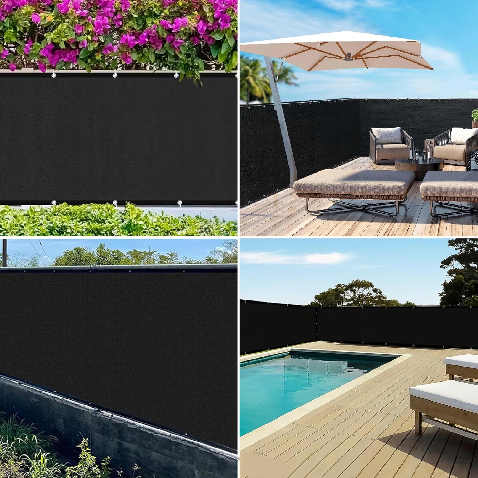 Balkon Sichtschutz Wetterfest 1x8m, Sonnenschutz & Windschutz Balkonsichtschutz Balkonverkleidung Balkonbespannung UV-Schutz mit Ösen Nylon Kabelbinder und Kordel für Balkongeländer
