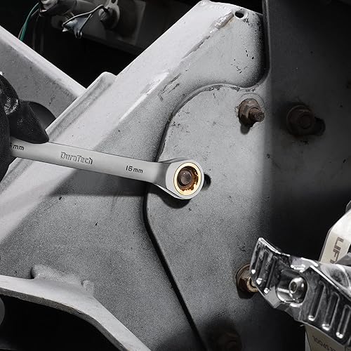 Miniatura 7 de DURATECH Juego de llaves de trinquete antideslizantes, juego de llaves combinadas, 22 piezas, métricas y SAE, 14" a 34" y 0.236-0.709 in, 72