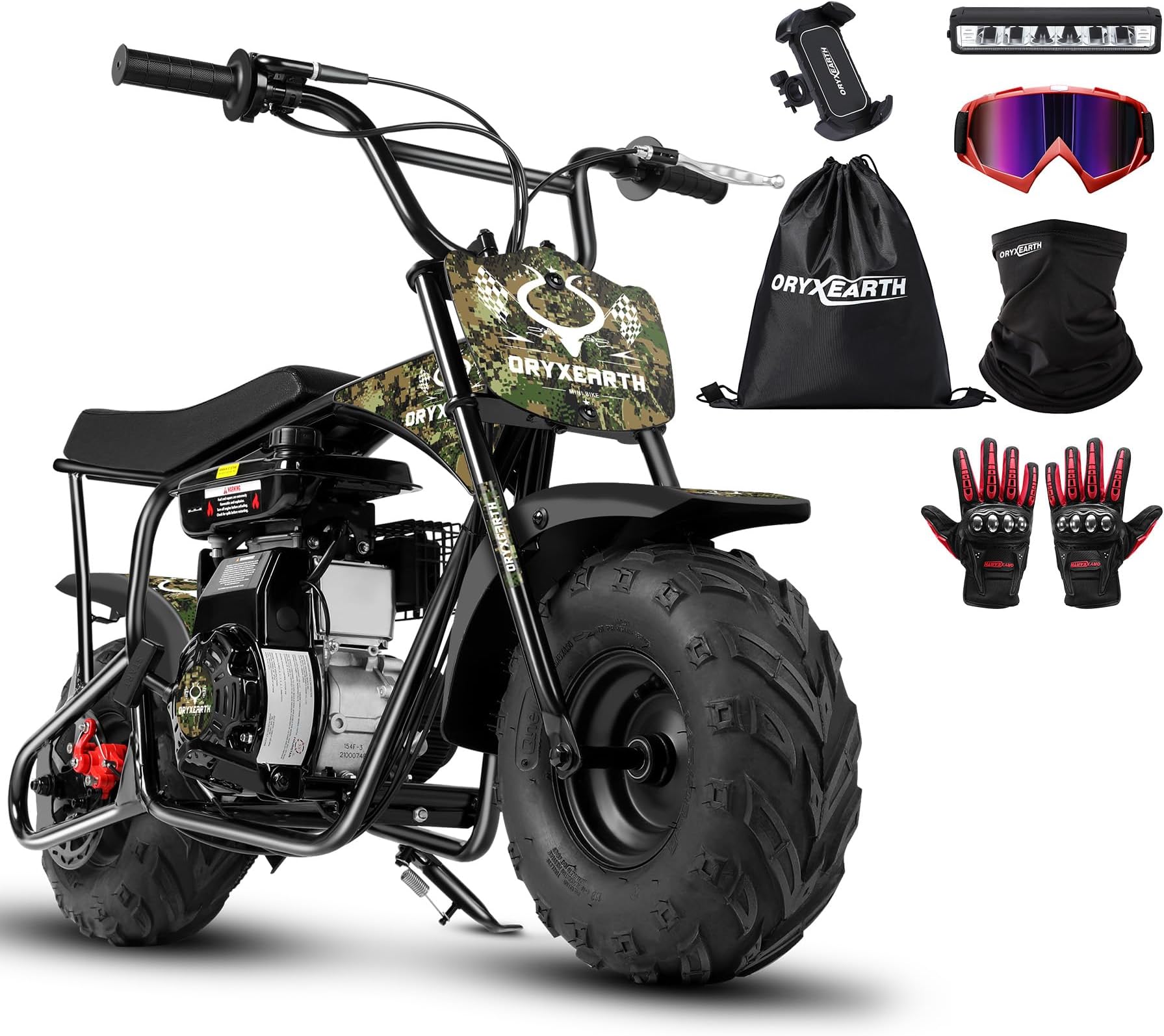Oryxearth Mini Bike 105CC 4-Stroke Gas-Powered Mini Bike, Off-Road Dirt Bike for Kids Adult