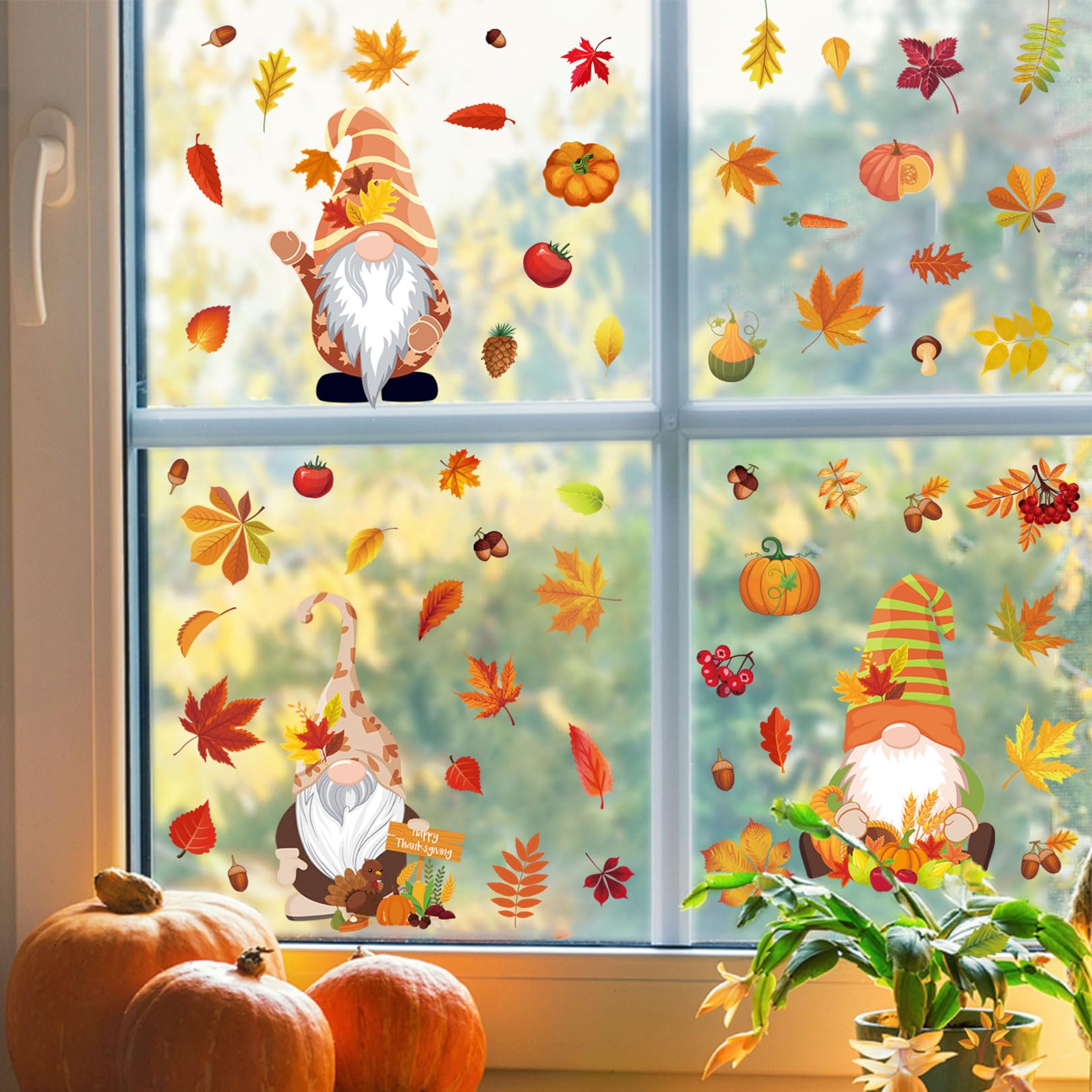 Herbst Fensterbilder Set - 9 Wunderschöne Ahornblatt Aufkleber Für Gemütliche Herbststimmung