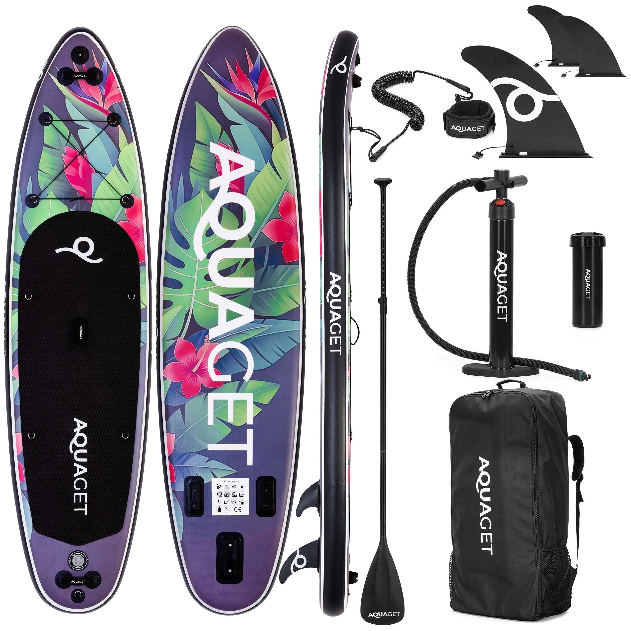 iSUP Kit de planche à pagaie gonflable - Système complet - 320 à 350 cm - Planche à pagaie 2 en 1 - Siège de kayak - Pagaie - Sac à dos - Pompe - Laisse - 3 ailerons Dropstitch - Planche de