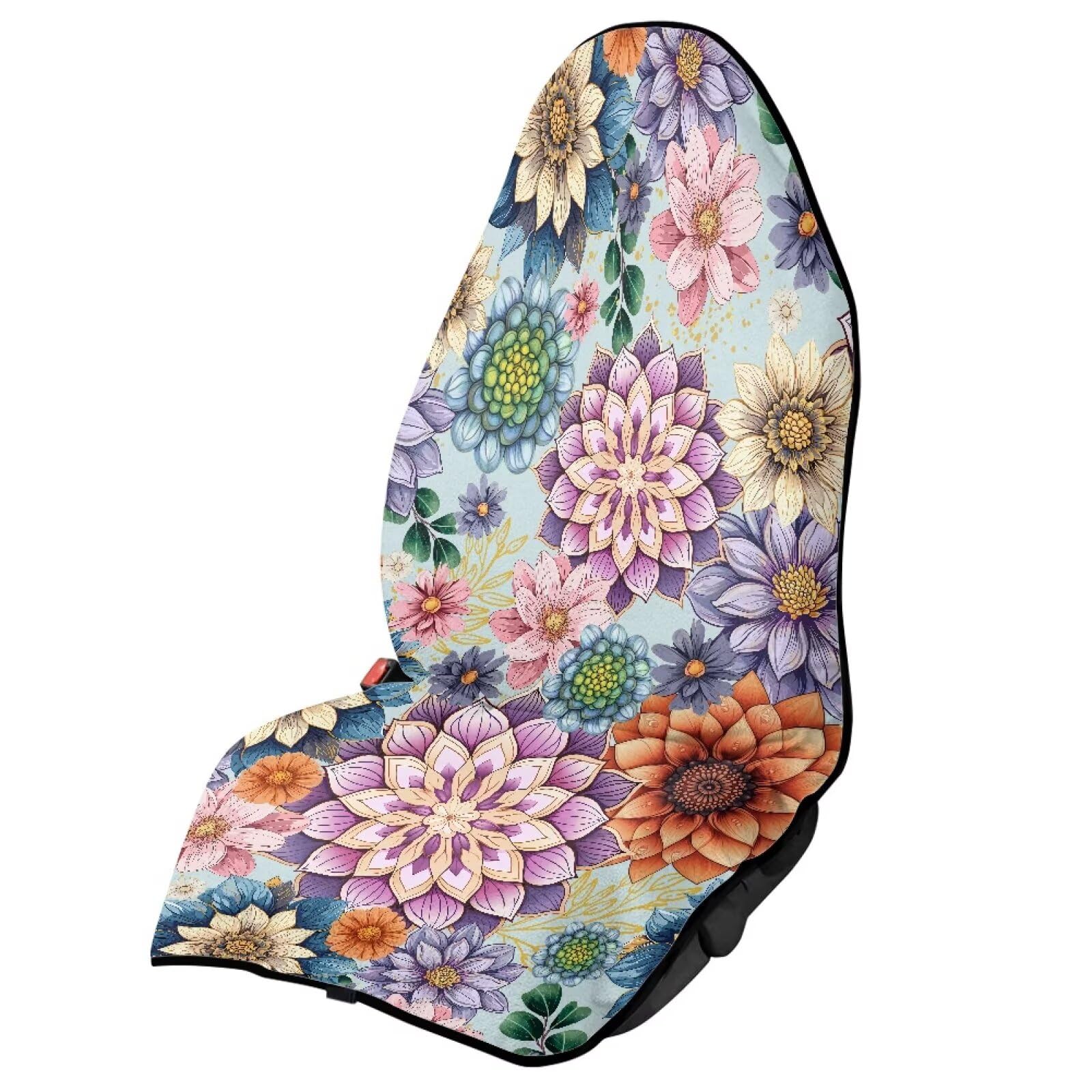 Seat Covers for Cars Protector Front Seats Only,Waterproof Boho Mandala Floral Bucket Towel Seat Covers for Cars, SUV and Trucks,Fashion Car Accessories Easy to Install