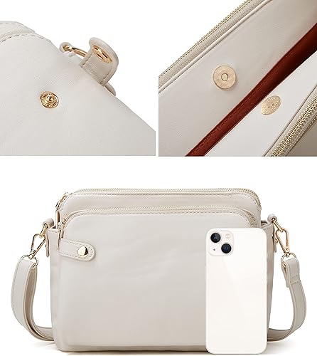 Miniatura 8 de Bolsos cruzados para mujer, bolso de hombro de tres capas, cuero vegano, múltiples compartimentos, bolsos, carteras, bolso de mano Hobo Clutch 2024
