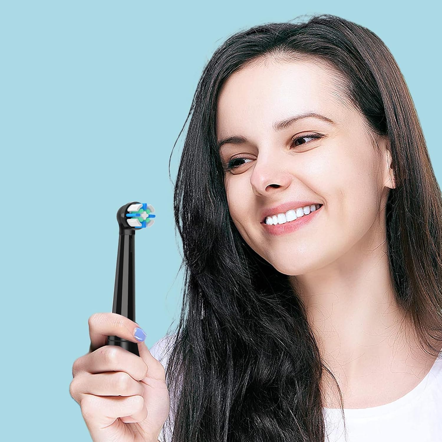 8 Count IO Replacement Heads Compatible with Oral B IO 2/3/4/5/6/7/8/9/10 Series Electric Toothbrushes, Medium Softness Brush Heads Compatible with Oral B iO for Teeth and Gums Care (Black)