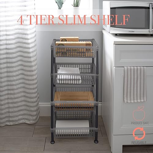 Miniatura 2 de Kitchen Details Estante delgado de 4 niveles  Almacenamiento y organizador  Cocina  Baño  Lavandería  Oficina  Bueno para alimentos y suministros de