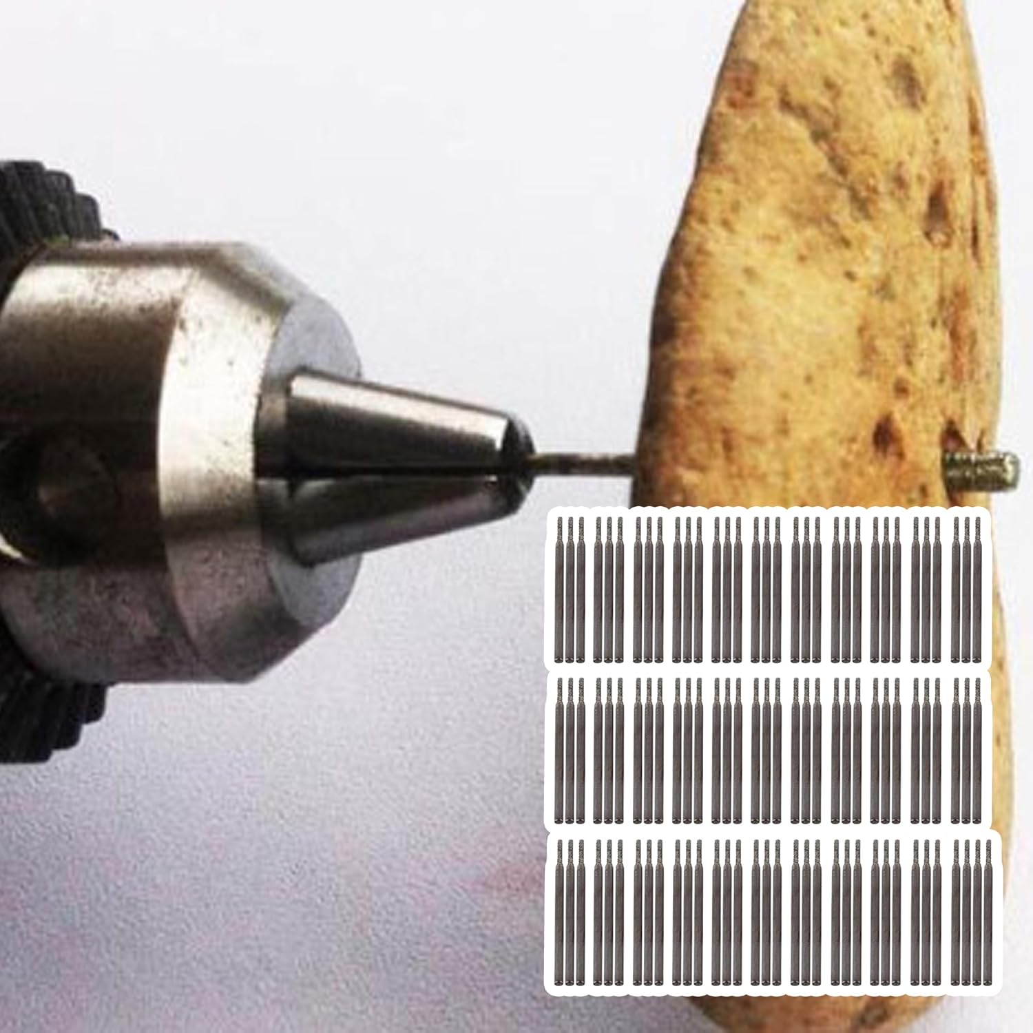 BQLZR 1.5mm Silver Diamond Burrs Drill Bits Hole Tools for Jewelry Shell Pack of 100