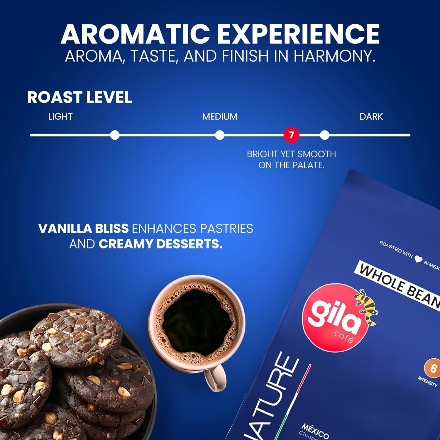 gila café Whole Beans Coffee Medium Roast Signature Blend 32oz (1-Pack) - 100% Mexican Arabica Roasted Coffee Beans - Made with Coffeeberry - Chocolate, Roasted Almond Notes