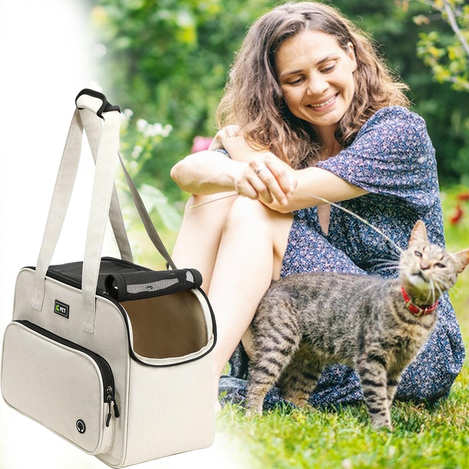 Transportín para Perros - Mochila Tote Suave con Correa,Bolso De Mano Portátil para Viaje De Cachorros - para Gatitos Perros Gatos Viaje Veterinario Picnic Parque Compras Paseos En Coche
