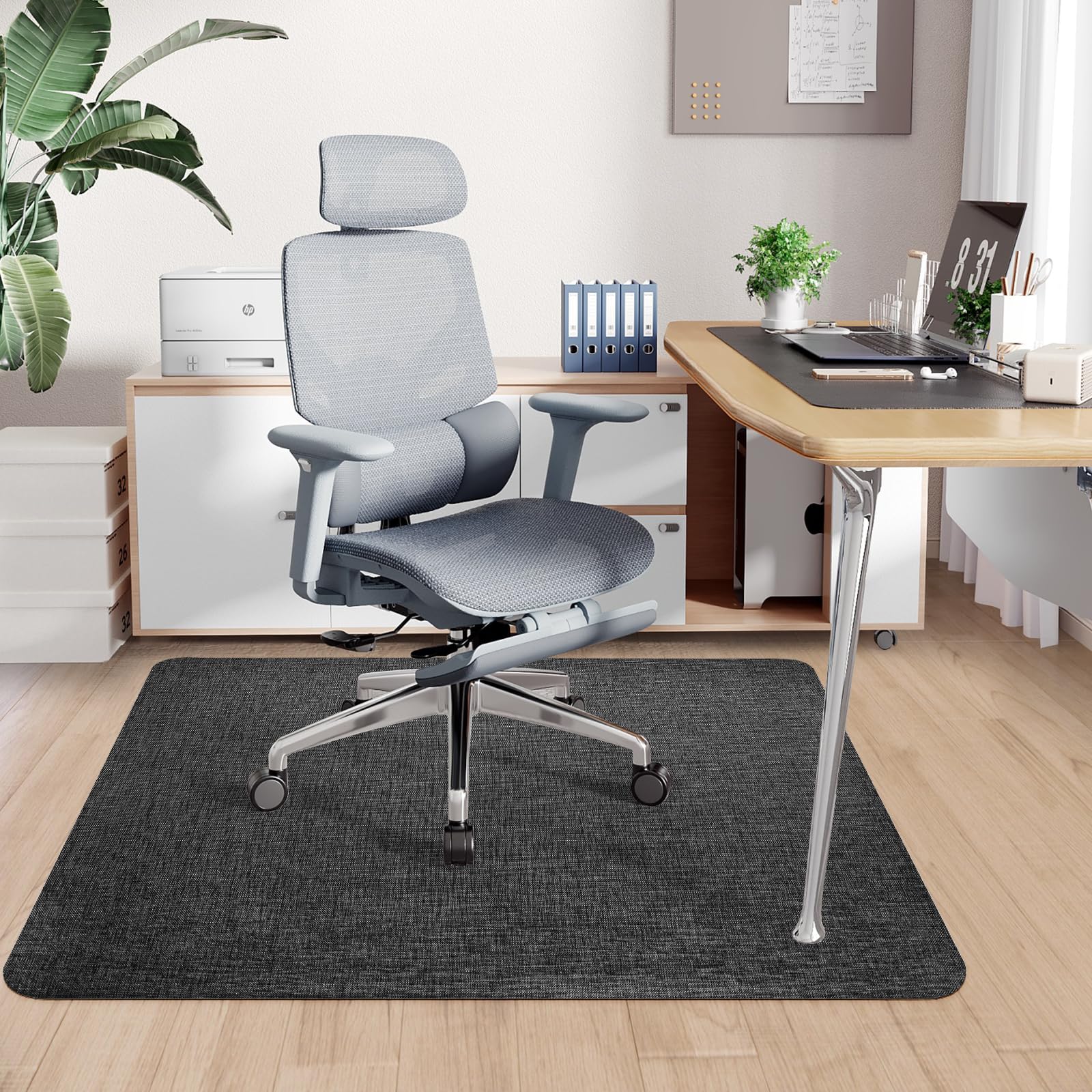 Sycoodeal Office Chair Mat for Hardwood & Tile Floor, 36" x 48" Heavy Duty Computer Gaming Chair Mat for Rolling Chairs Non-Curve, Anti-Slip, Floor Protector for Home Office (Black)