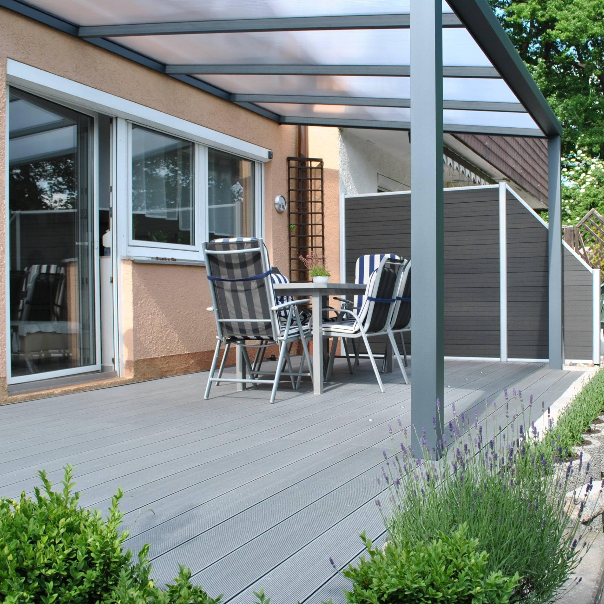 Terrassendielen 220 cm Diele 25mm anthrazit Bausatz 2-60 m²