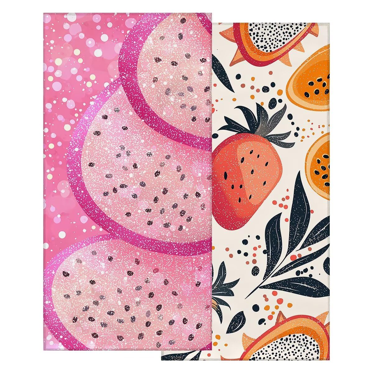 Toalla Playa 80x160 cm, Toalla Gimnasio Microfibra Secado Rapido, Juego de 2 Antiarena Toallas de Playa, Ligera Compacta Toallas Microfibra Grande para Viaje, Regalo Hombre Regalo Mujer (Fruta) -4235