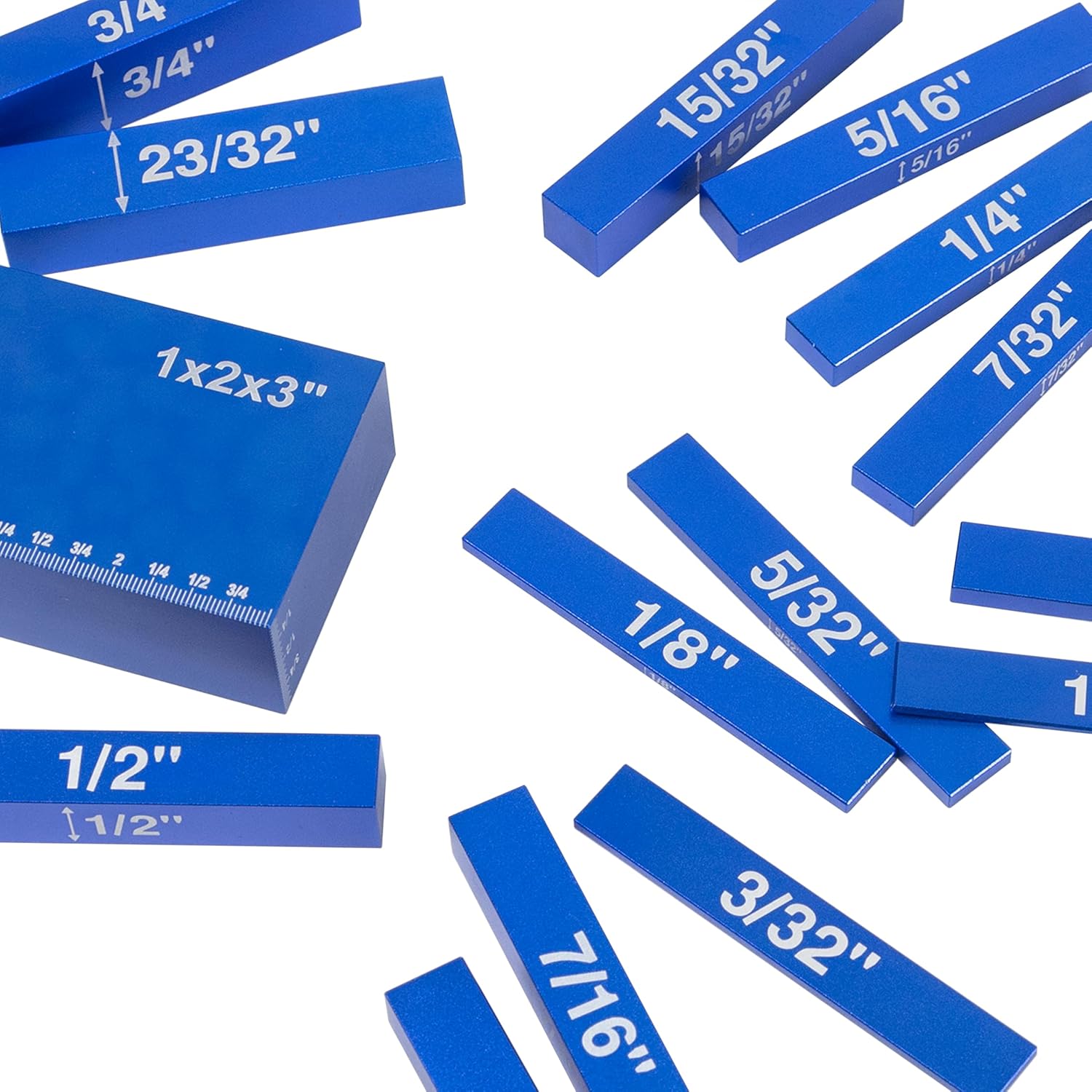TEXALAN(R) Setup Blocks Woodworking Aluminum Height Gauge Blocks Set for Router and Table Saw Accessories Blue 15 PCS (Inch)