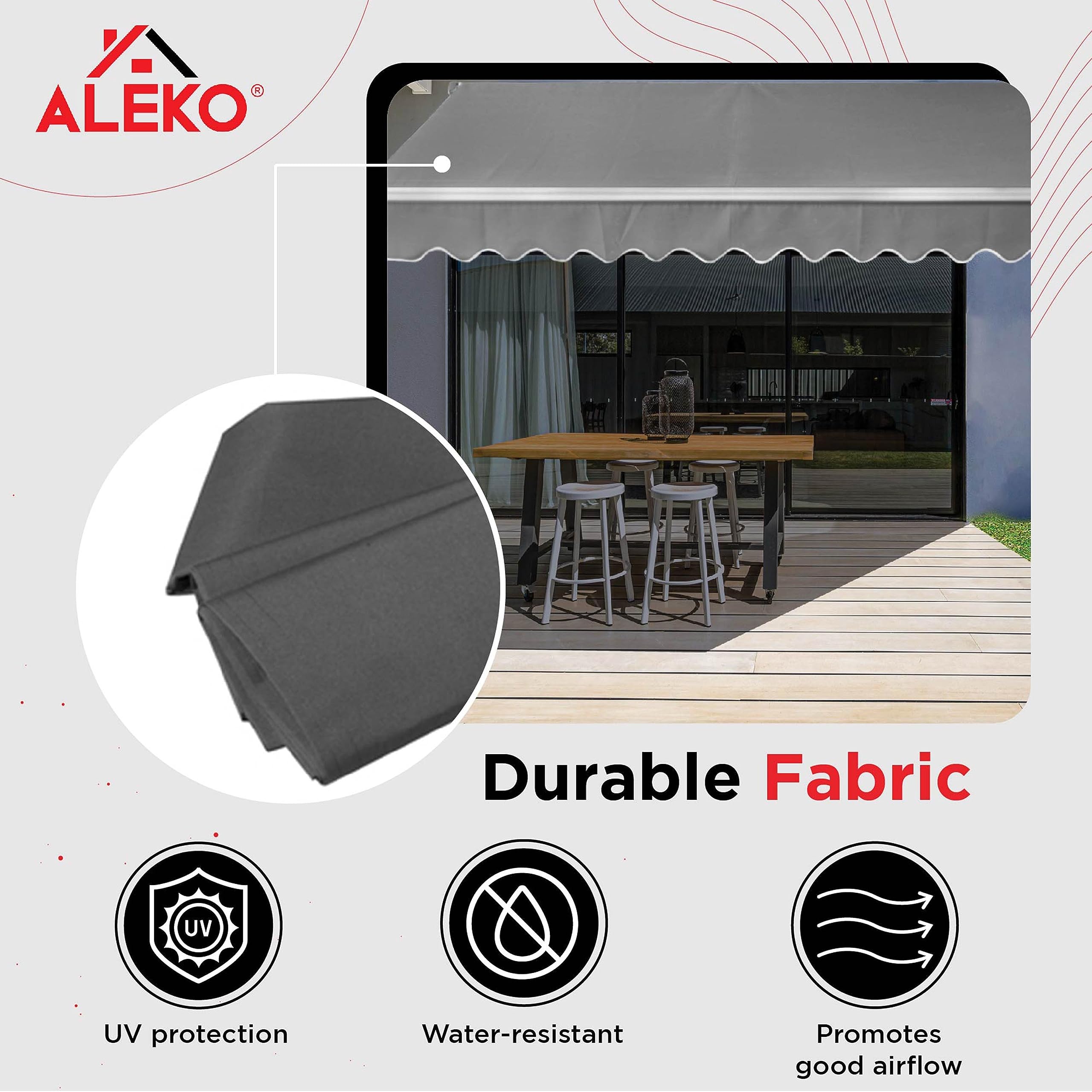 ALEKO Automatic Retractable Patio Awning with Motorized Crank - LED ...