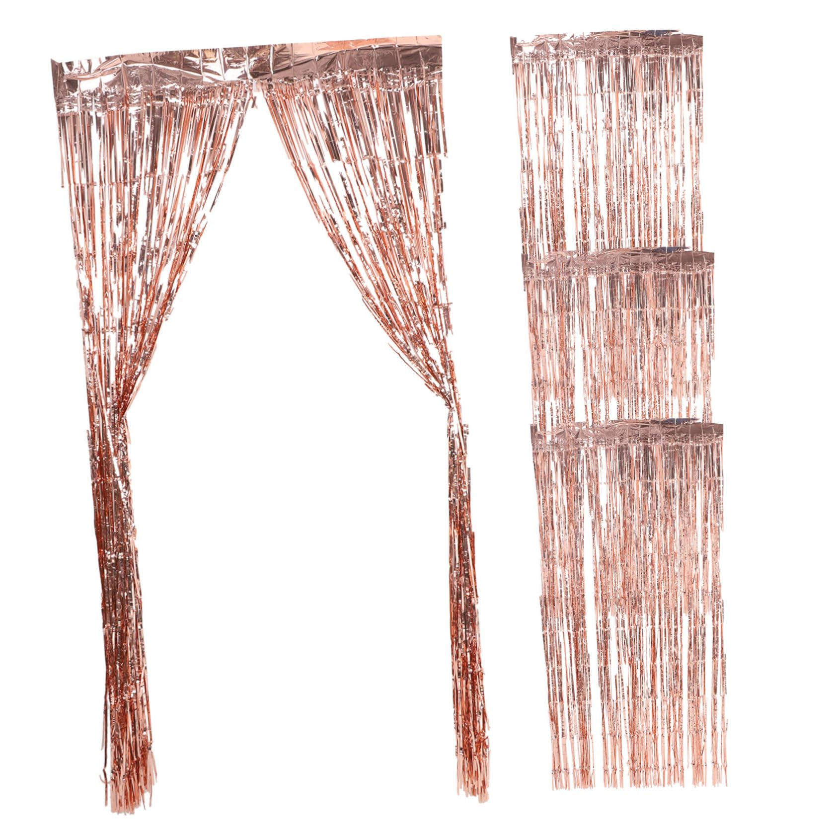 PRETYZOOM Metallic Photo Backdrop Tinsel Fringe Foil Curtain for Birthday Engagement Decorations