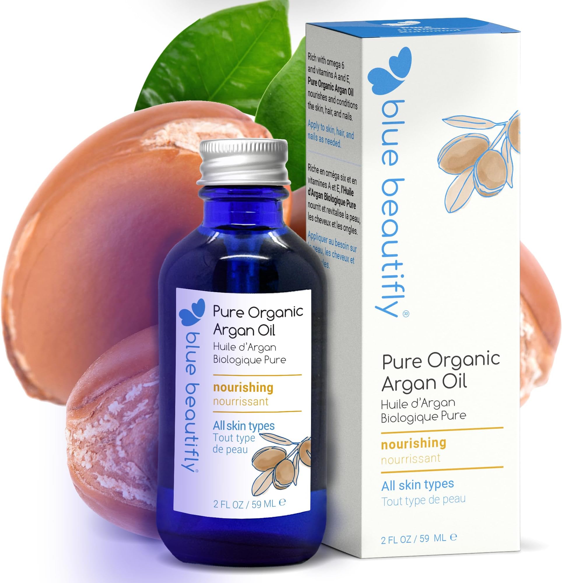 Pure USDA Certified Organic Argan Oil for Hair & Skin - Restores Skin Elasticity, Strengthens Hair Strands - Unrefined. Virgin. Cold Pressed - Full of Essential Fatty Acids - 2 fl oz