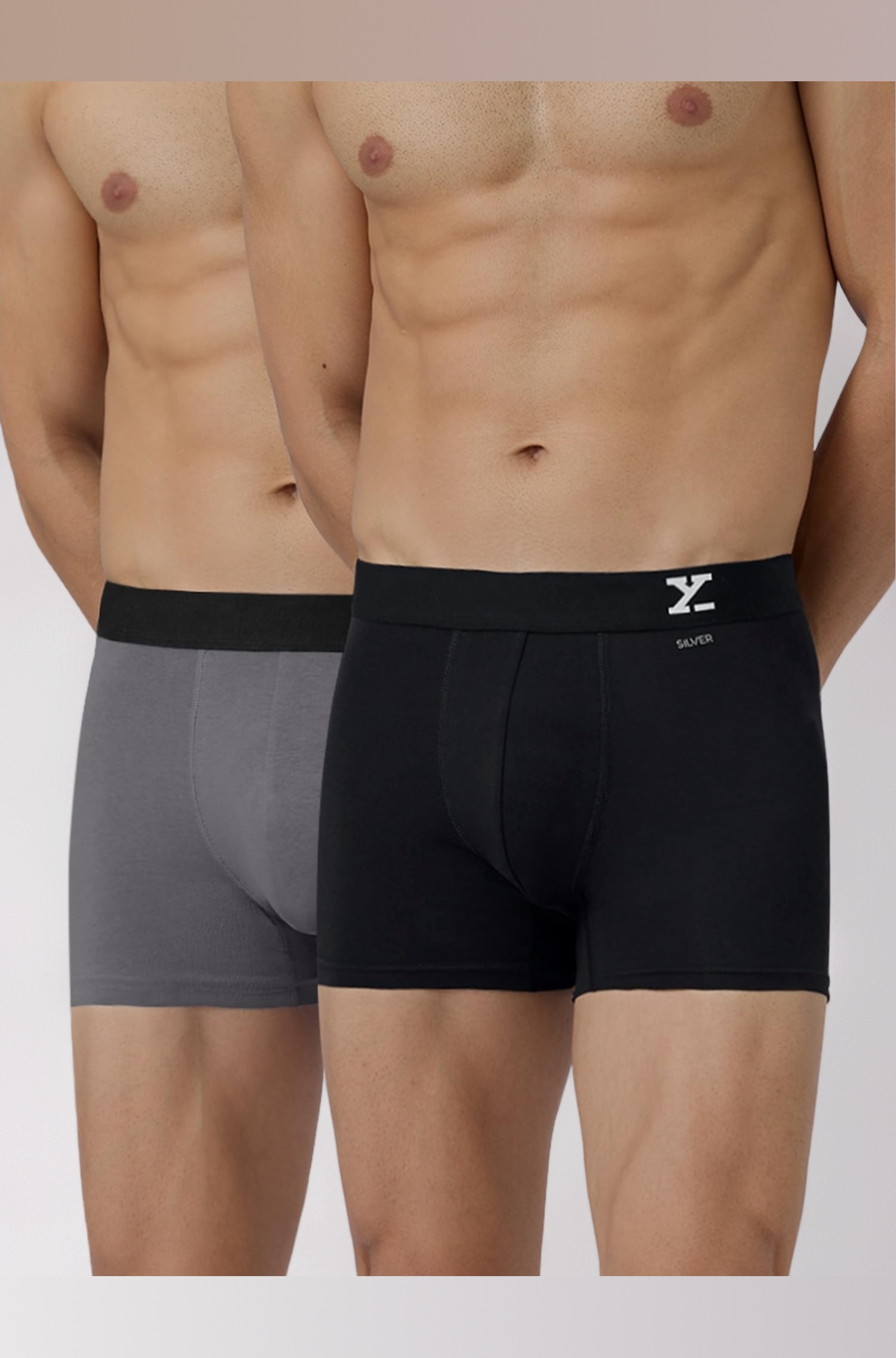 Men's Aero Super Combed Cotton Regular Fit Solid Antimicrobial Trunks with No Marks Waistband (Pack of 2)