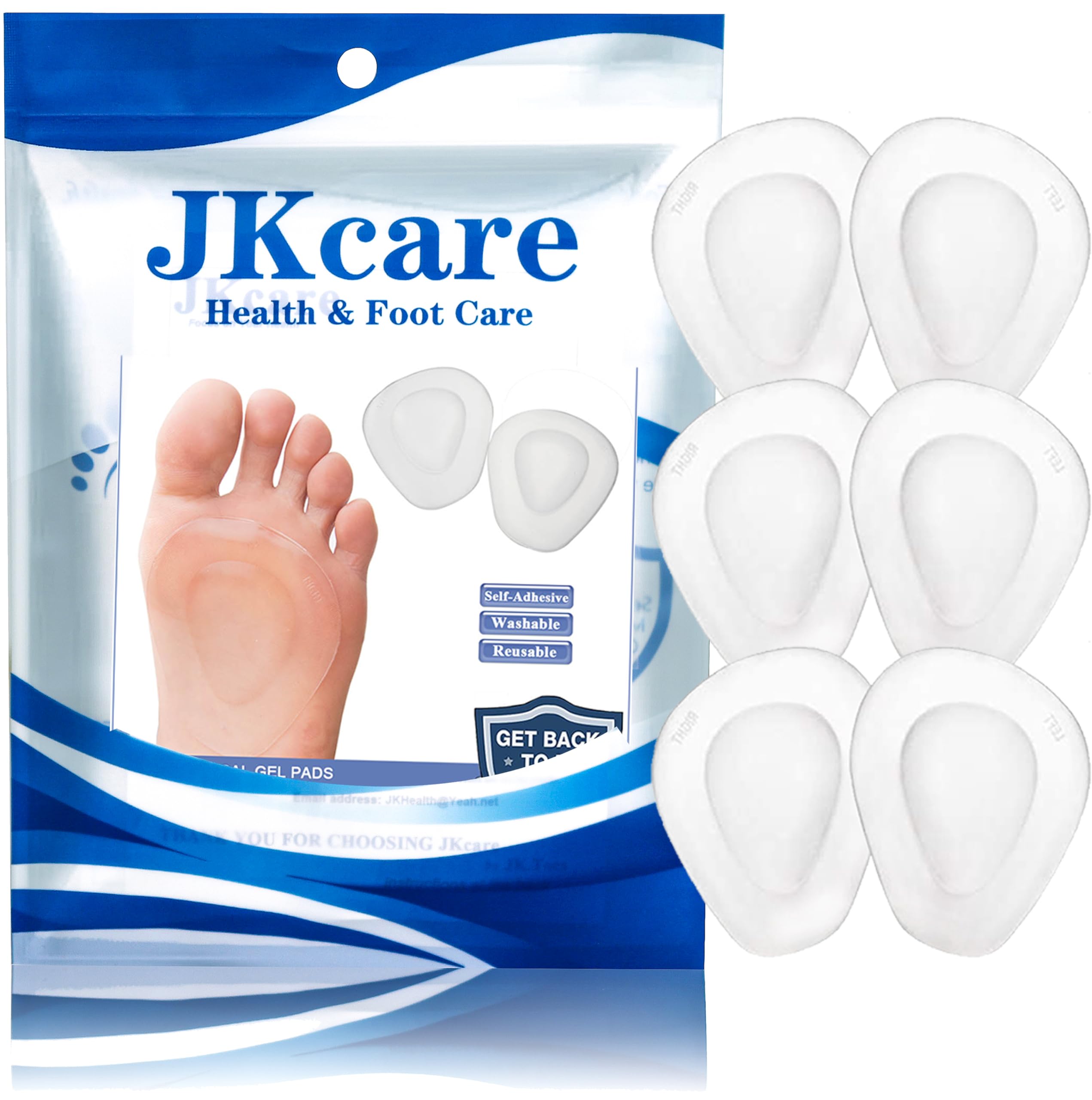 Amazon.com: JKcare Gel Metatarsal Pads (Adhesive-Backed), Ball of