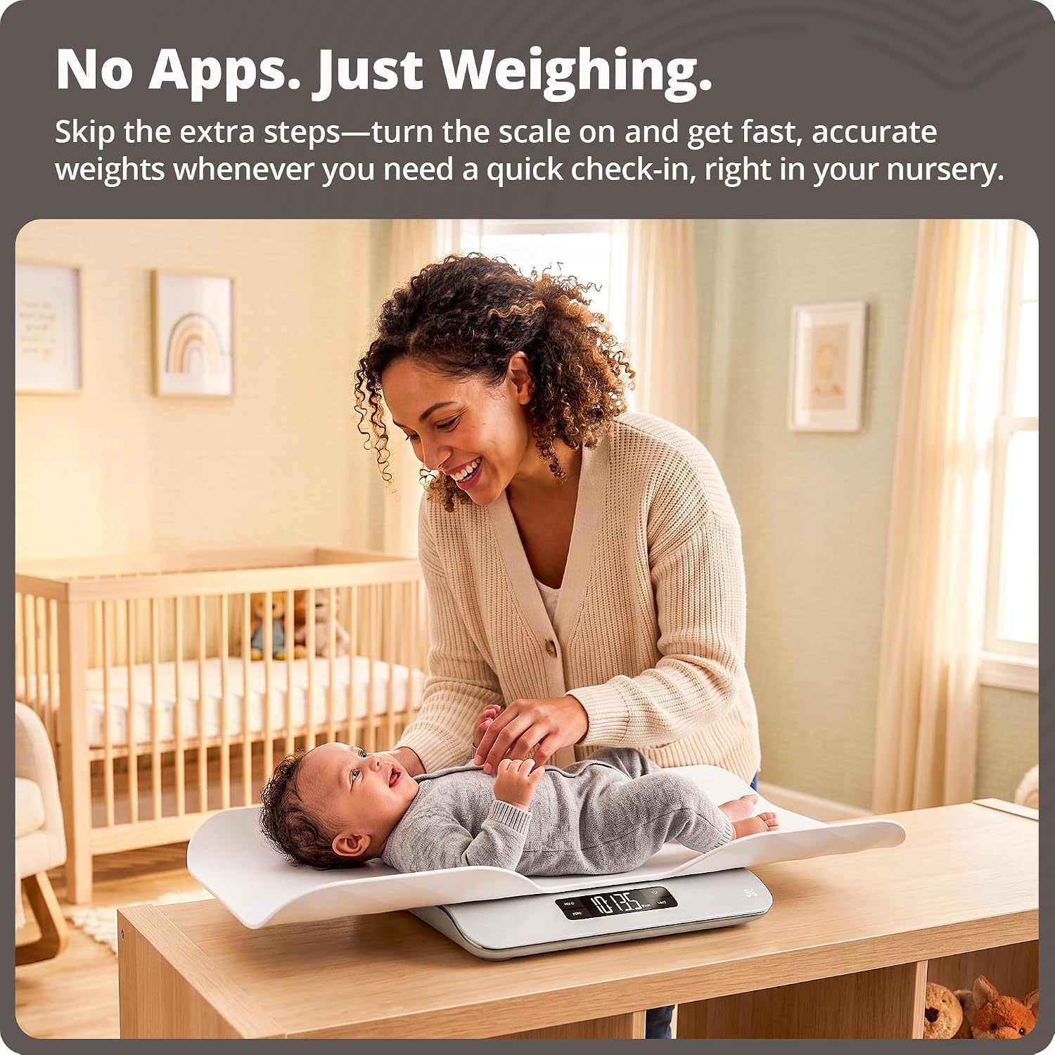 Greater Goods Digital Baby Scale for Infants & Toddlers, Non-Connected | Digital Newborn Scale with Removable Tray, 2-in-1 Design, Hold for Wiggly Babies, Quick Tare, 0.1oz Accuracy, 66lb Capacity