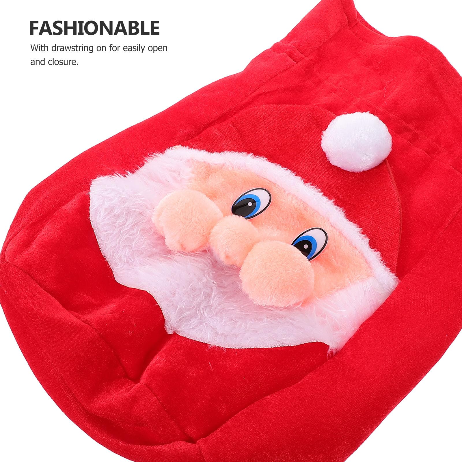 SEWACC Bolsa de Obsequio de Papá Noel Cordón de Peluche Bolsa para Dulces Navideños Saco de Obsequio de Papá Noel para Decoración de Navidad y Accesorio de Disfraz para Fiestas de Navidad