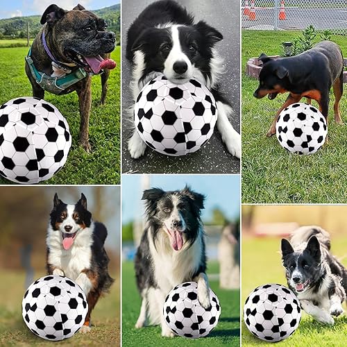 Miniatura 10 de BABORUI Pelota de pastoreo para perros, pelota de pastoreo grande de 20 pulgadas con patrón de fútbol, herramientas de bomba de mano, juguete