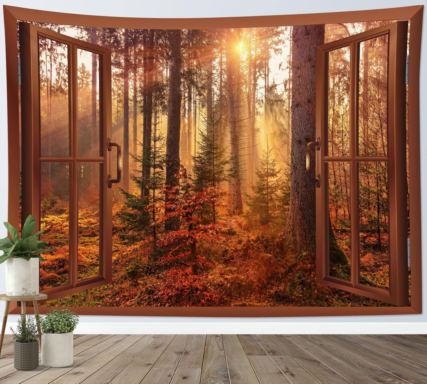 HVEST Fall Tapestry Autumn Maple Tree Forest Scenery