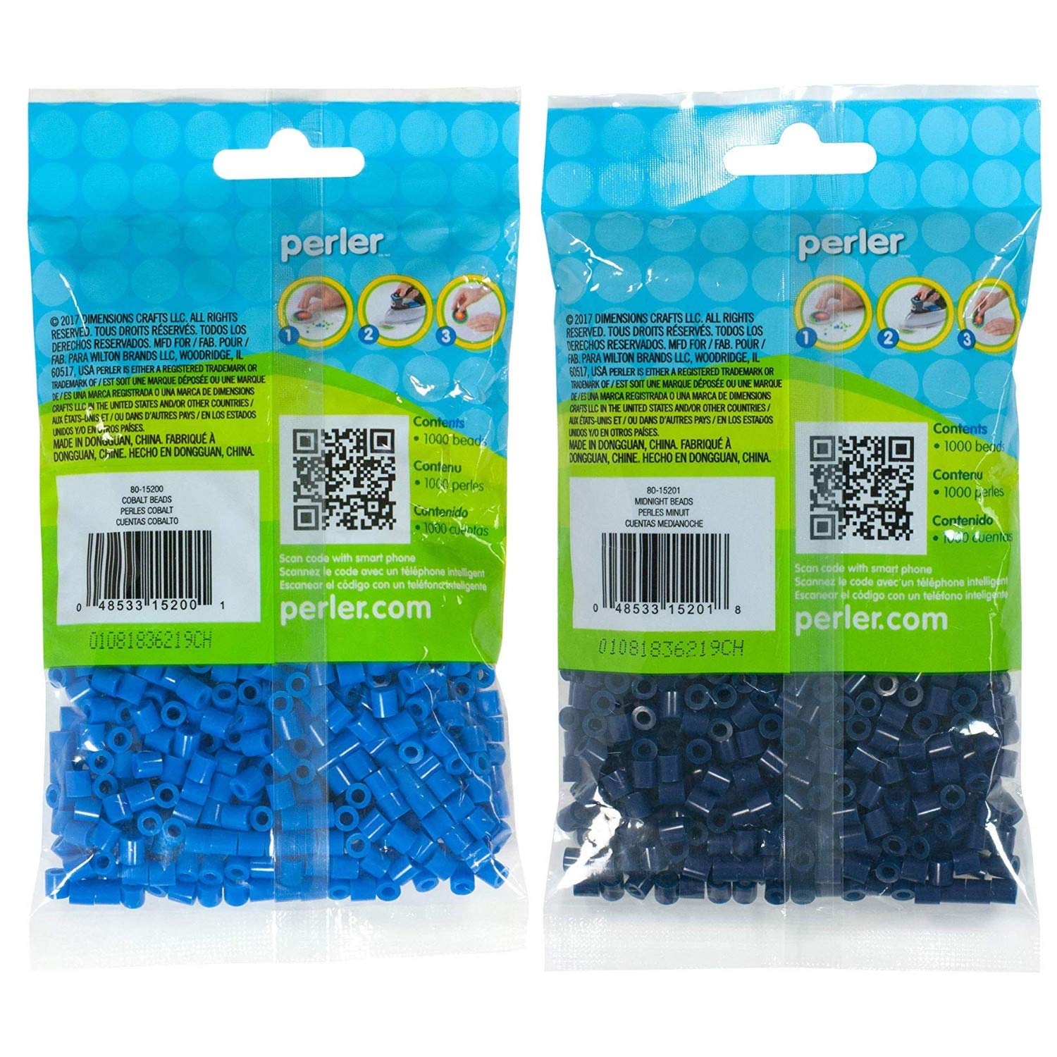 Perler Lot de 2 sachets à perles 1000 Bleu cobalt et Midnight