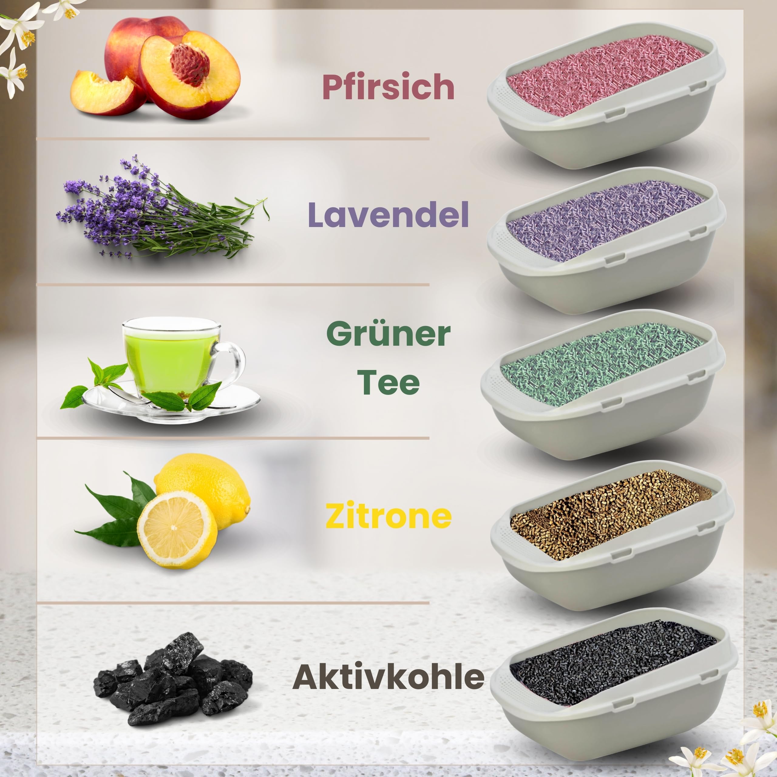 Naturalissima Katzenstreu, 16 kg, Zitrone, mit Erbsenfaser und Maisstärke, pflanzlich, biologisch abbaubar, klumpend, geruchshemmend