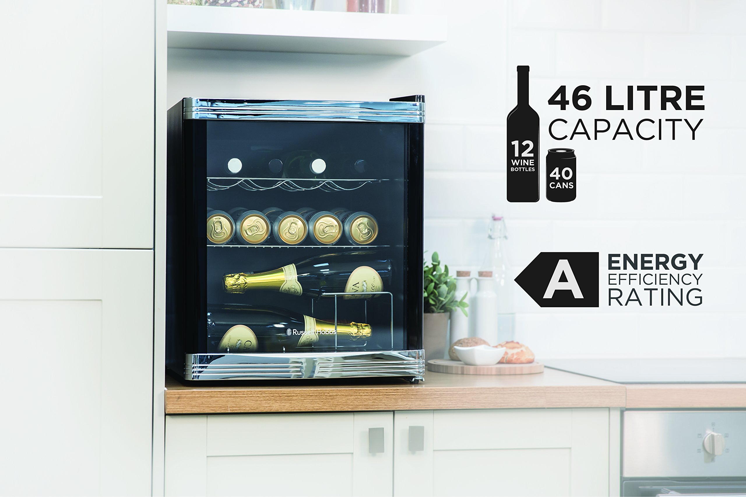 Russell Hobbs RHGWC1B Table Top Wine/Drinks Cooler with Glass Door, 12