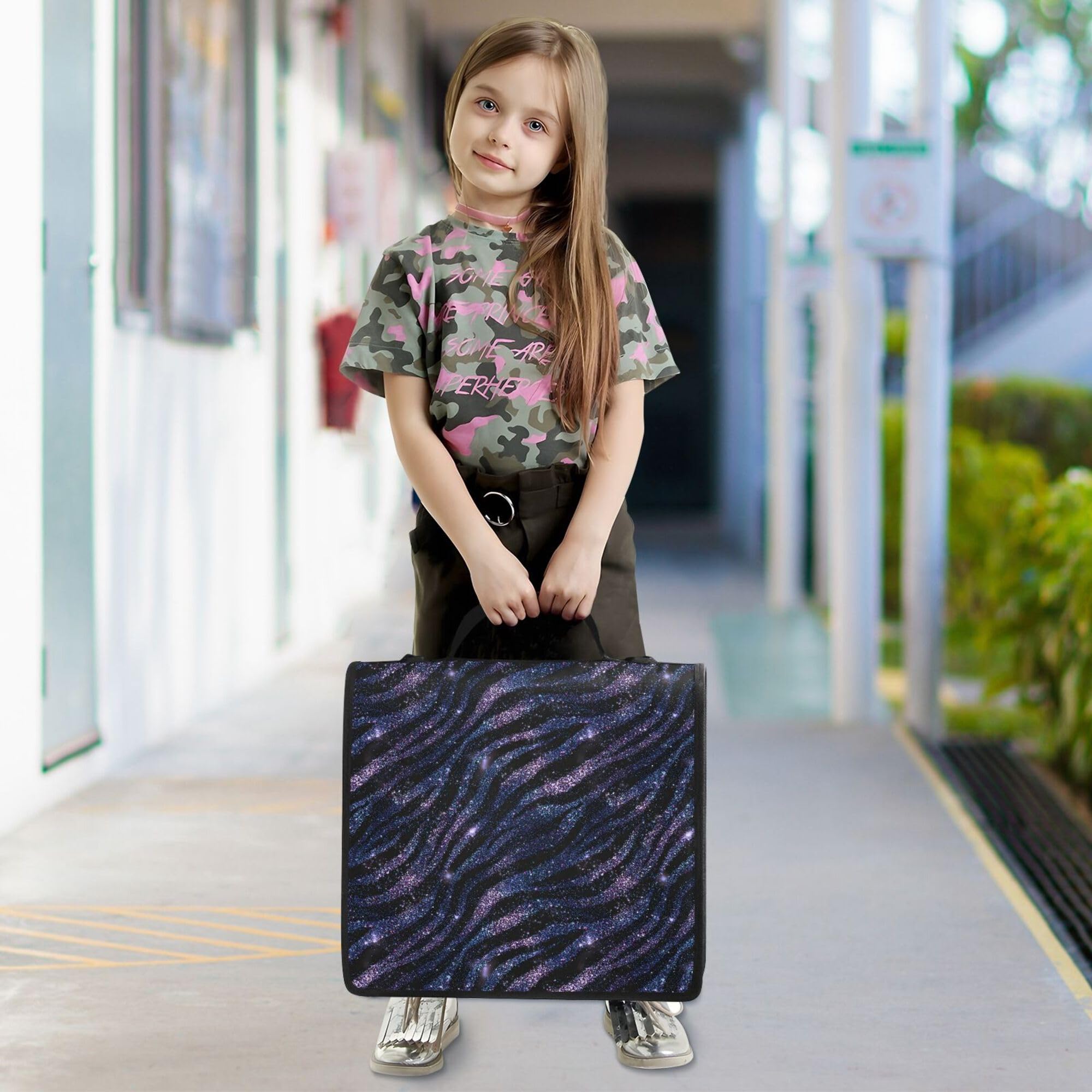 ALAZA Borsa per raccoglitori a 3 anelli, anelli a D da 3,8 cm, organizza facilmente carta da 2,5 cm, con stampa zebrata, grande, con cerniera, organizer per scuola e ufficio