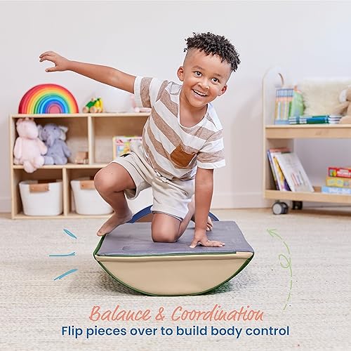 Miniatura 4 de ECR4Kids SoftZone - Juego colorido de trepadores de troncos, constructores de equilibrio, tono terrícola, 3 piezas