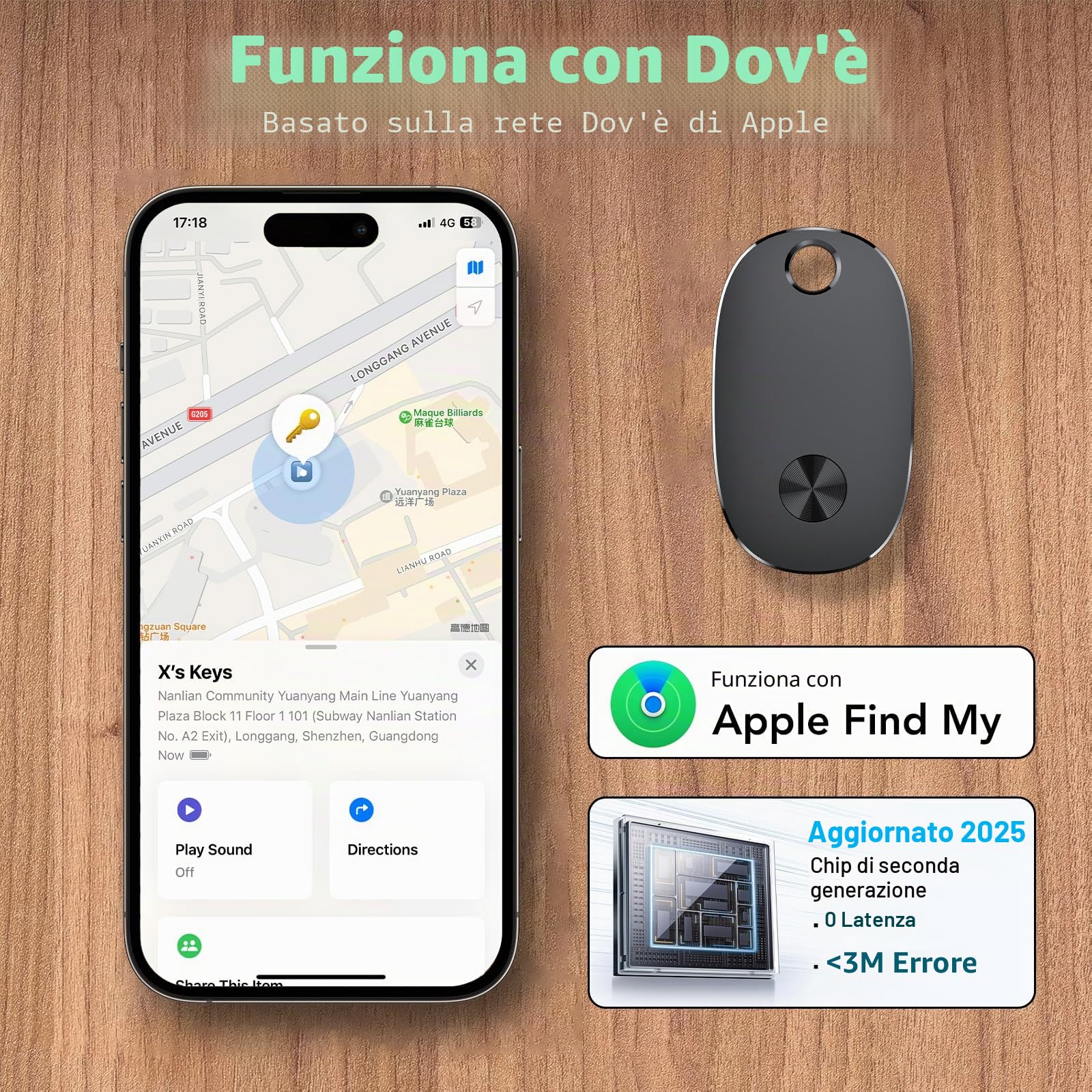 Air Tracker Tag 4 Pezzi, Air Tracker Funziona con Apple Dov'è App (solo iOS), Batteria Sostituibile Trova Oggetti,2 anni Utilizzabile Localizzatore Chiavi per Bagagli/Valigie/Portafogli [weTag Pro]