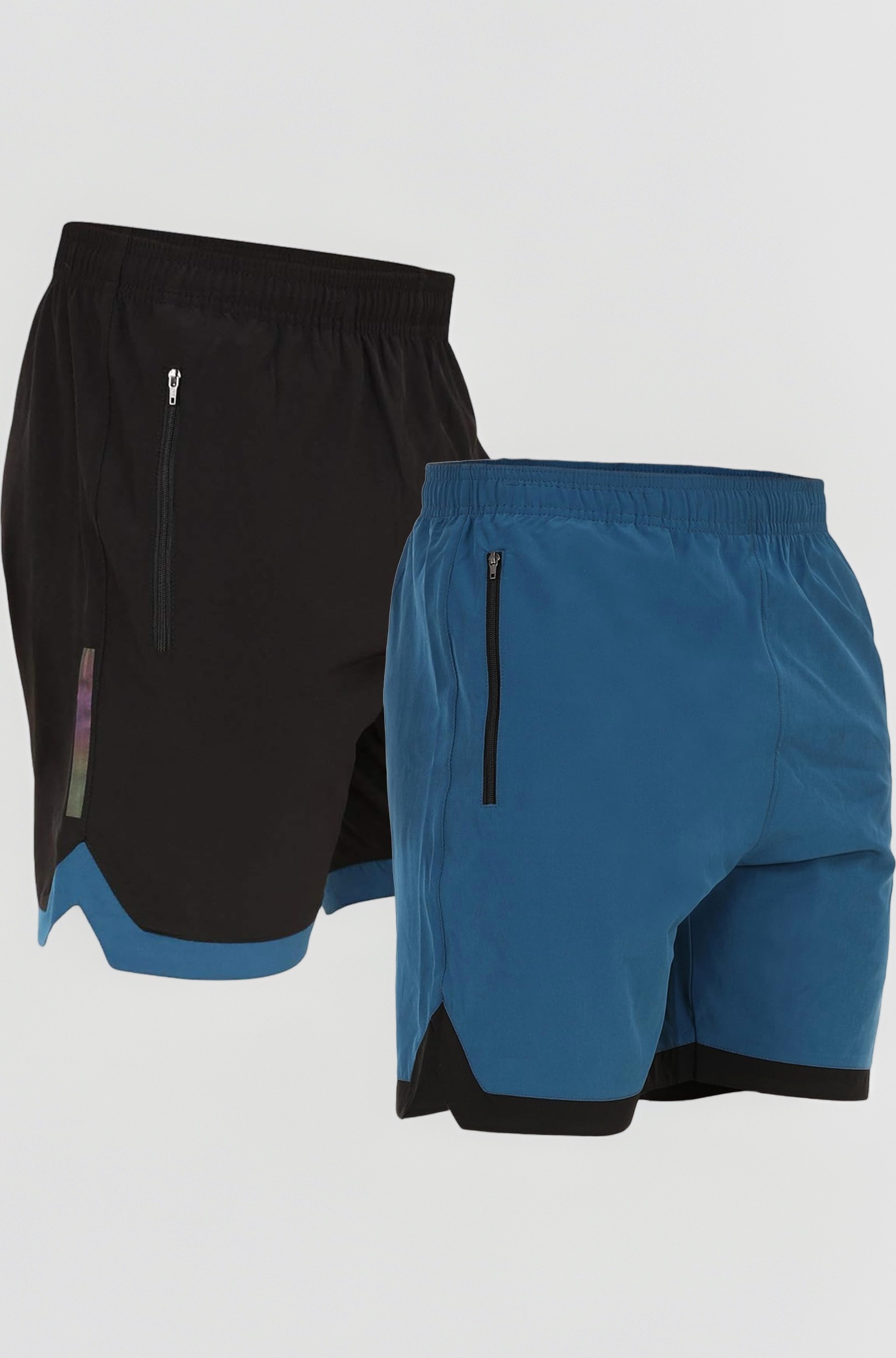 Mens 2 Pack Polyester Yoga Short Men Summer Running Gym Sports Shorts with Pockets Shorts for Men