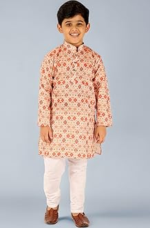Pro-Ethic Style Developer Boy's Cotton Embellished Kurta Pajama for Baby Kids Ethnic Wear (S-166)